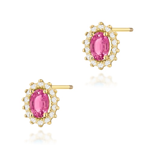 Boucles d’oreilles K0514 Topaze  rose 2 x 0,50ct Or jaune Clou vissé