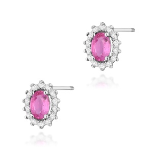 Kolczyki K0514 Różowy Szafir 2 x 0,50ct białe złoto sztyft zakręcany