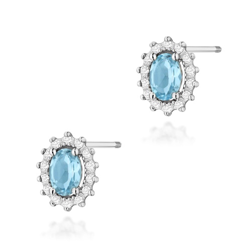 Boucles d’oreilles K0514 Topaze  Swiss 2 x 0,50ct Or blanc Clou vissé