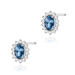 Kolczyki K0514 Topaz London Blue 2 x 0,50ct białe złoto sztyft zakręcany