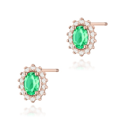 Kolczyki K0514 Szmaragd 2 x 0,40ct różowe złoto sztyft zakręcany