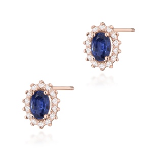 Kolczyki K0514 Szafir 2 x 0,70ct różowe złoto sztyft zakręcany