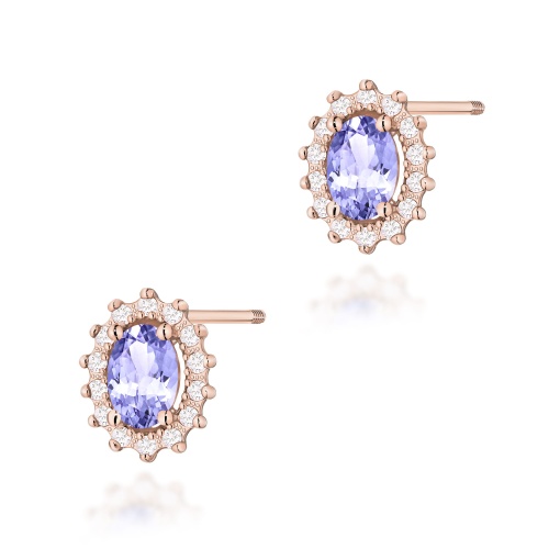 Kolczyki K0514 Tanzanit 2 x 0,40ct różowe złoto sztyft zakręcany