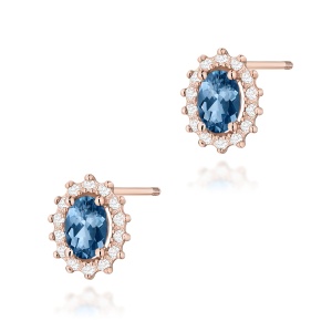 Kolczyki K0514 Topaz London Blue 2 x 0,50ct różowe złoto sztyft zakręcany