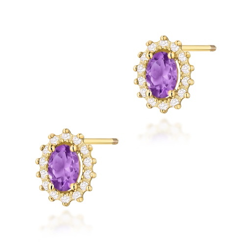 Boucles d’oreilles K0514 Améthyste 2 x 0,40ct Or jaune Clou vissé