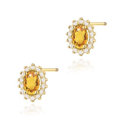 Boucles d’oreilles K0514 Citrine 2 x 0,60ct Or jaune Clou vissé