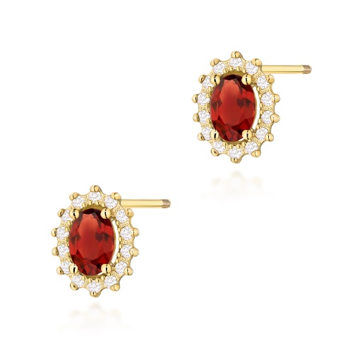 Boucles d’oreilles K0514 Grenat 2 x 0,50ct Or jaune Clou vissé