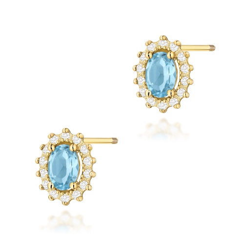 Boucles d’oreilles K0514 Topaze  Swiss 2 x 0,50ct Or jaune Clou vissé