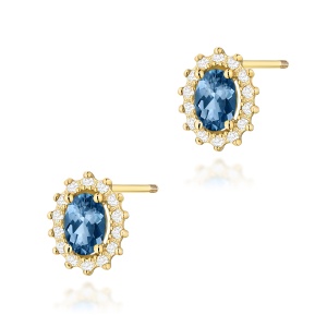 Kolczyki K0514 Topaz London Blue 2 x 0,50ct żółte złoto sztyft zakręcany