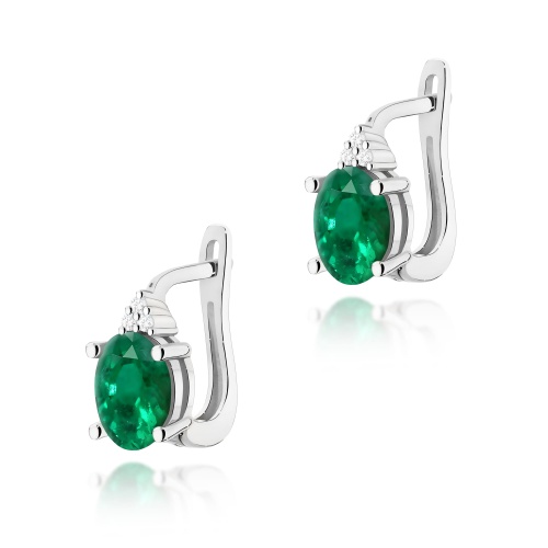 Boucles d’oreilles K0308 Émeraude 2 x 0,80ct Or blanc