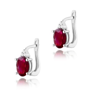 Kolczyki K0308 Rubin 2 x 1,00ct białe złoto