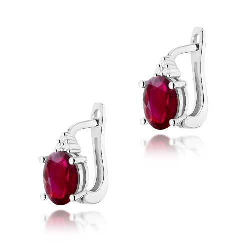 Boucles d’oreilles K0308 Rubis 2 x 1,00ct Or blanc