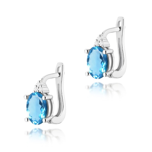 Boucles d’oreilles K0308 Topaze  Swiss 2 x 0,90ct Or blanc