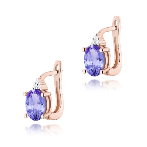 Boucles d’oreilles K0308 Tanzanite 2 x 0,70ct Or rose