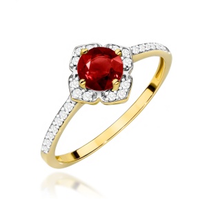 Pierścionek W0603 Granat 0,60ct żółte złoto