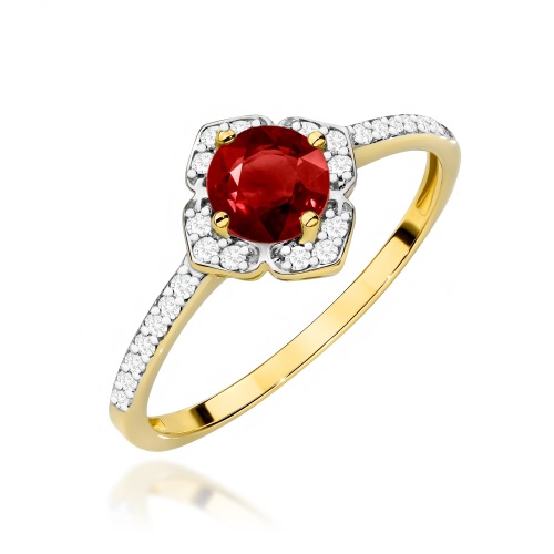 Pierścionek W0603 Granat 0,60ct żółte złoto