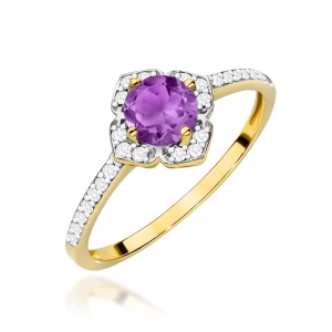 Pierścionek W0603 Ametyst 0,50ct żółte złoto