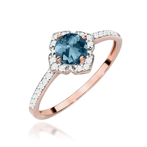 Prsteň W0603 Topás London Blue 0,50ct ružové zlato