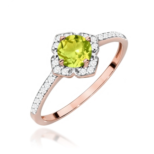Žiedas W0603 Olivinas 0,60ct Rožinis auksas
