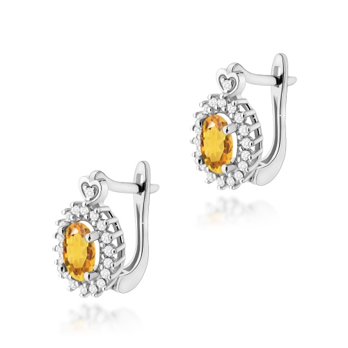 Boucles d’oreilles K0312 Citrine 2 x 0,60ct Or blanc