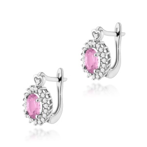 Kolczyki K0312 Szafir Różowy 2 x 0,45ct białe złoto