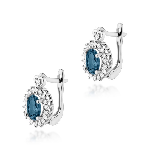 Boucles d’oreilles K0312 Topaze London Blue 2 x 0,50ct Or blanc