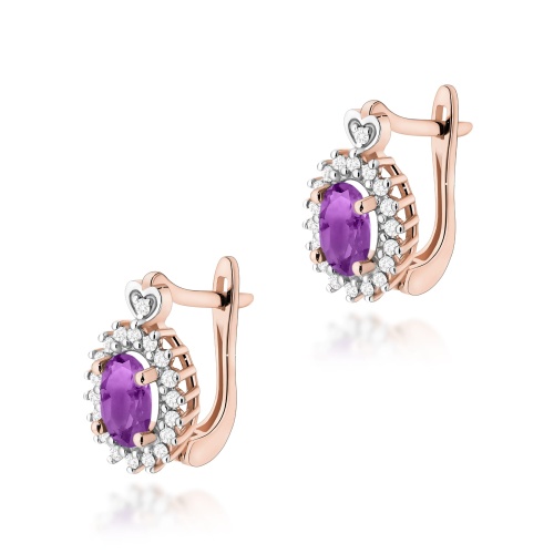 Boucles d’oreilles K0312 Améthyste 2 x 0,80ct Or rose