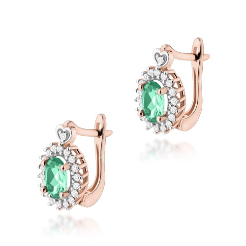Boucles d’oreilles K0312 Émeraude 2 x 0,40ct Or rose