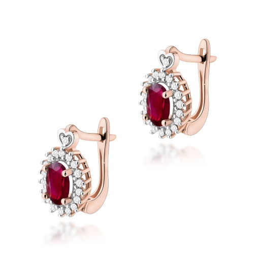 Boucles d’oreilles K0312 Rubis 2 x 0,60ct Or rose