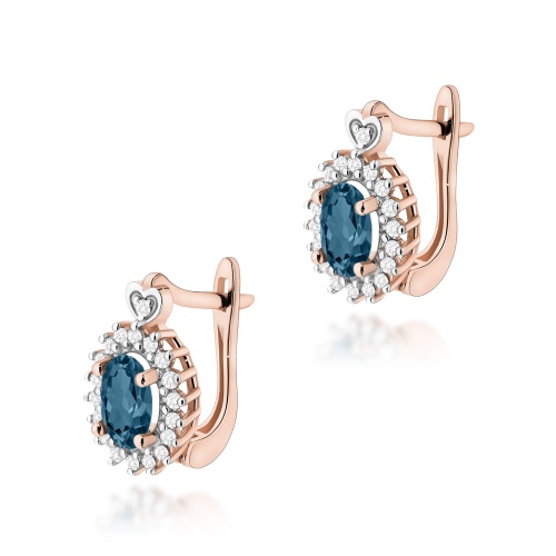 Boucles d’oreilles K0312 Topaze London Blue 2 x 0,50ct Or rose