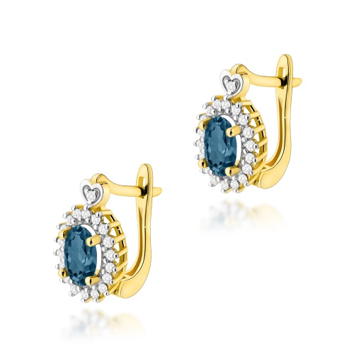 Boucles d’oreilles K0312 Topaze London Blue 2 x 0,50ct Or jaune