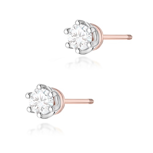 Kolczyki K0069 Diament 2 x 0,40ct różowe złoto sztyft zakręcany