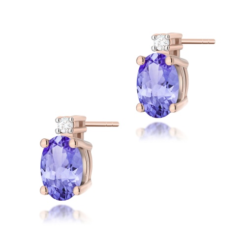 Kolczyki K0001 Tanzanit 2 x 0,40ct różowe złoto