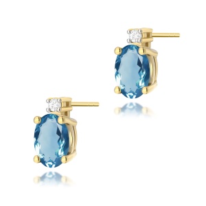 Kolczyki K0001 Topaz London Blue 2 x 0,50ct żółte złoto
