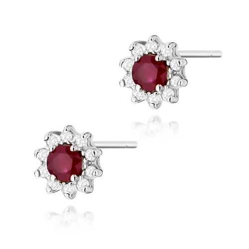 Ohrringe K0185 Rubin 2 x 0,15ct Weißgold