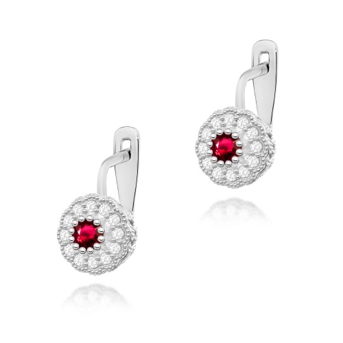 Boucles d’oreilles K0284 Rubis 2 x 0.30ct Or blanc