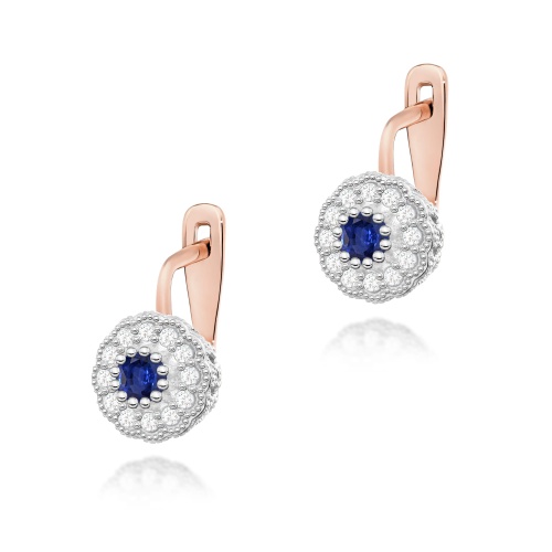 Náušnice K0284 Zafír 2 x 0.30ct ružové zlato