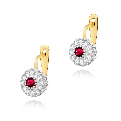 Boucles d’oreilles K0284 Rubis 2 x 0.30ct Or jaune