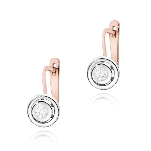 Náušnice K0294 Diamant 2 x 0,10ct ružové zlato