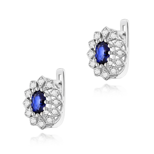 Boucles d’oreilles K0354 Saphir 2 x 0,70ct Or blanc