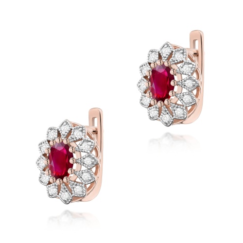 Boucles d’oreilles K0354 Rubis 2 x 0,60ct Or rose