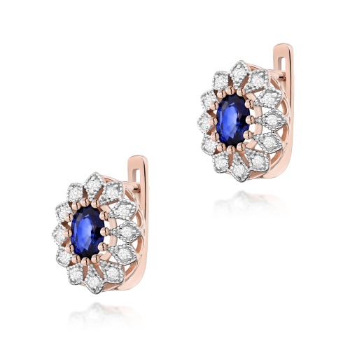 Boucles d’oreilles K0354 Saphir 2 x 0,70ct Or rose