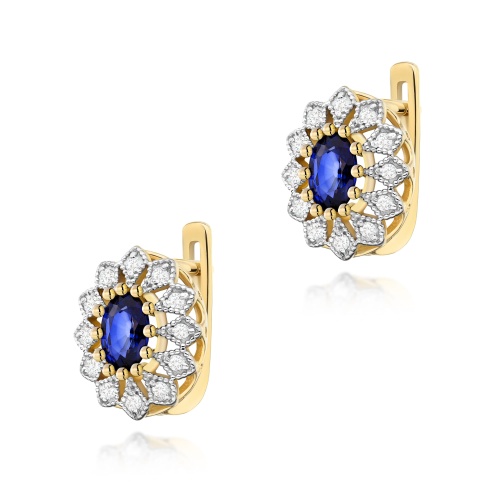 Boucles d’oreilles K0354 Saphir 2 x 0,70ct Or jaune