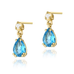 Kolczyki K0006 Topaz Swiss 2 x 0,90ct żółte złoto