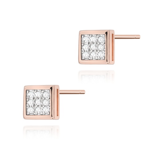 Kolczyki K0036 z diamentami różowe złoto