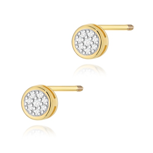 Boucles d’oreilles K0041 avec diamants Or jaune Clou vissé