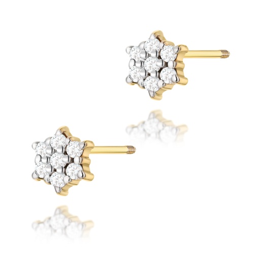 Boucles d’oreilles K0039 avec diamants Or jaune Clou vissé