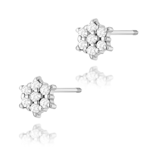 Ohrringe K0039 mit Diamanten Weißgold Schraubstecker