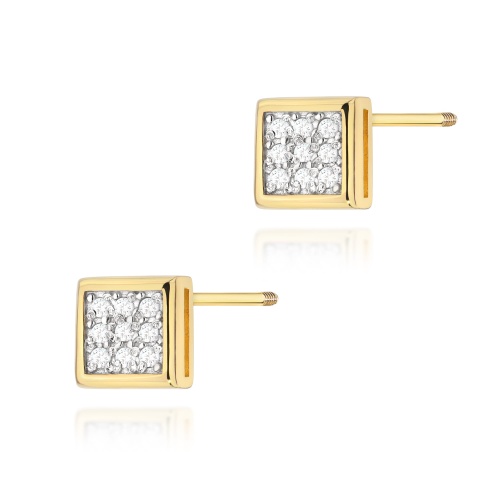Boucles d’oreilles K0036 avec diamants Or jaune Clou vissé