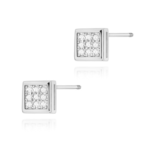 Ohrringe K0036 mit Diamanten Weißgold Schraubstecker